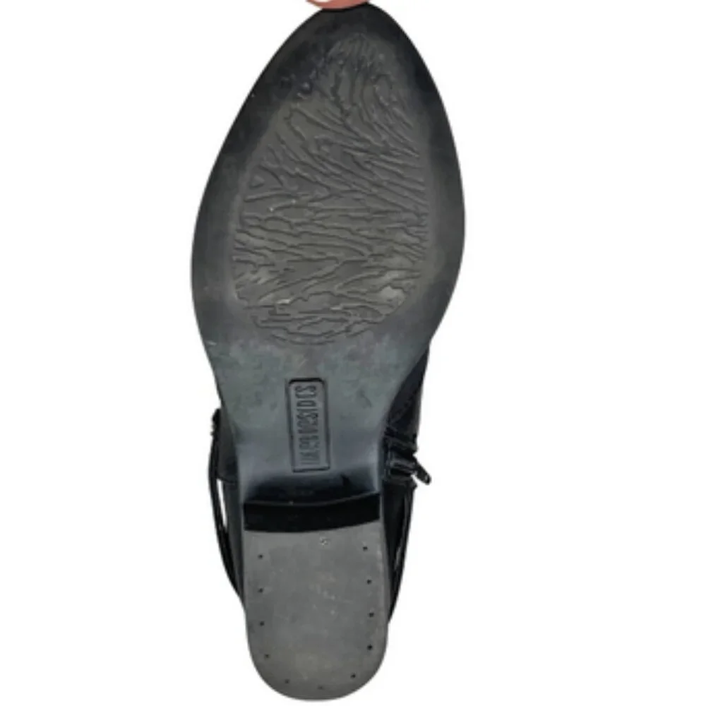 Harborsides Women's Memory Foam Black Strappy Almond Toe Bootie Office Career 6W